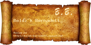 Belák Bernadett névjegykártya